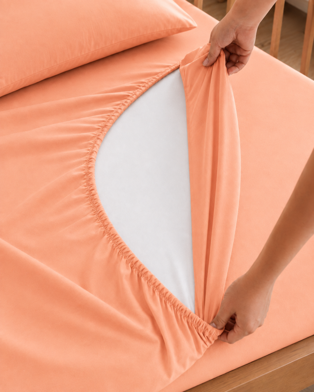 Waterproof Fitted Sheet - Peach