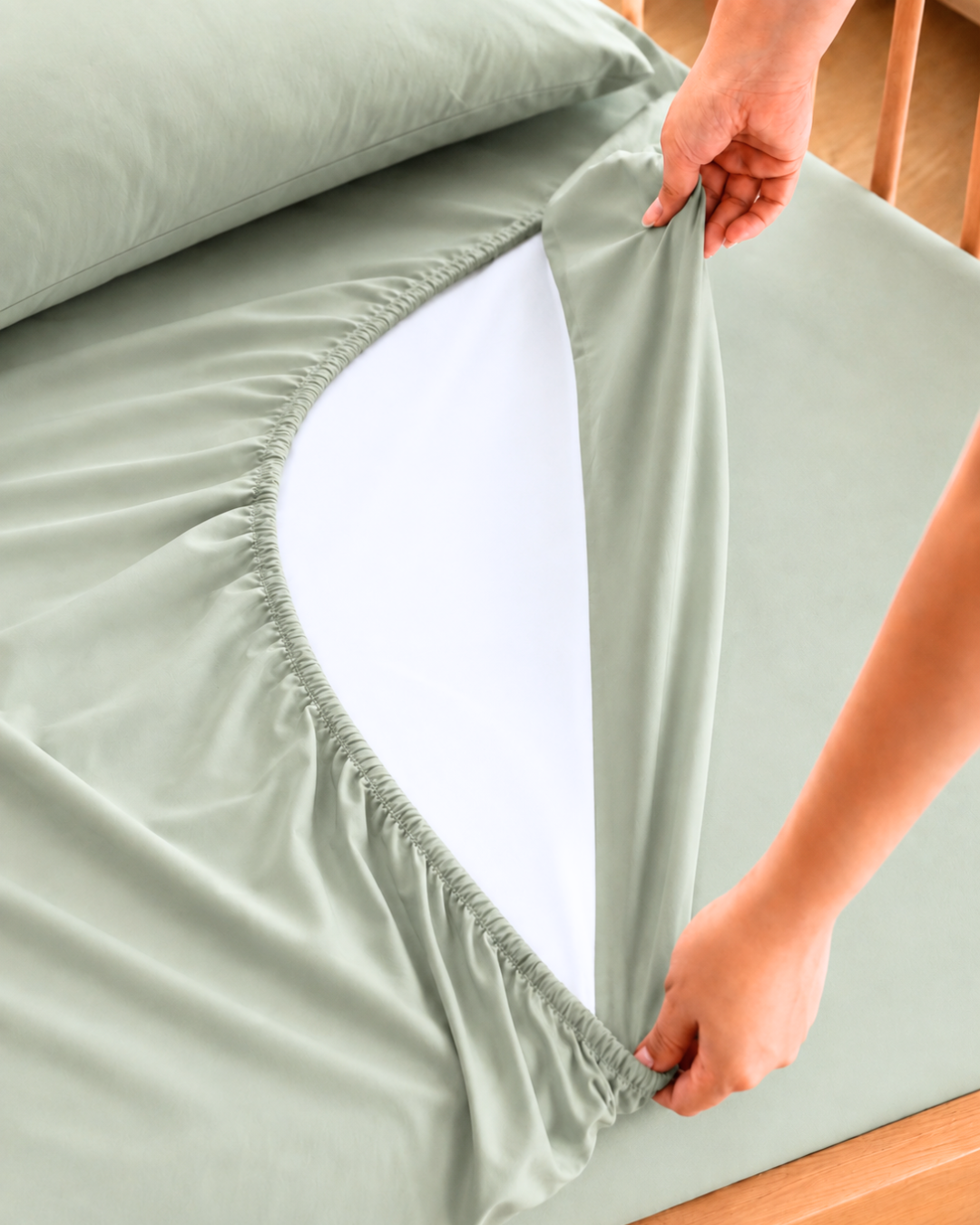 Waterproof Fitted Sheet - Sage Green