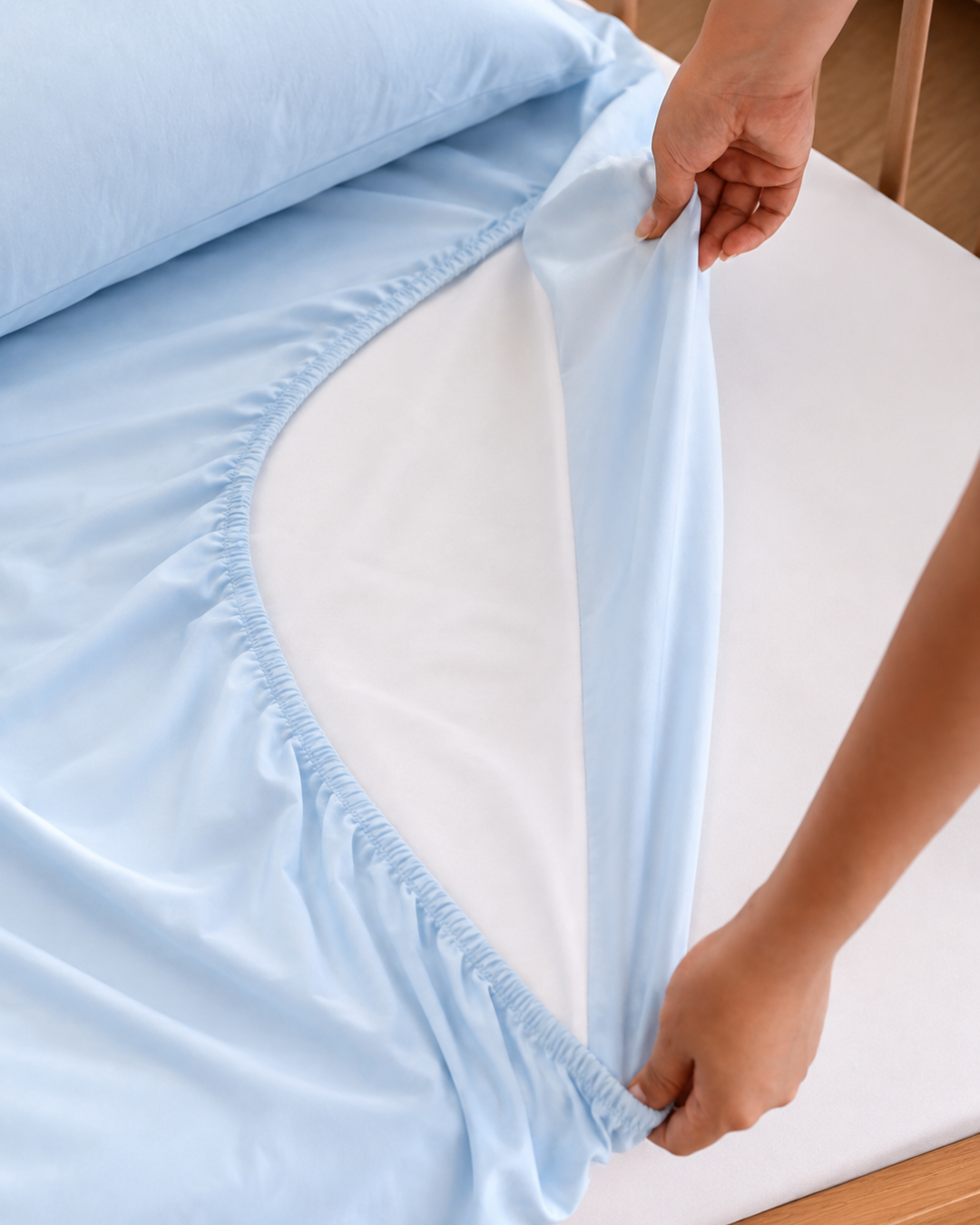 Waterproof Fitted Sheet - Baby Blue